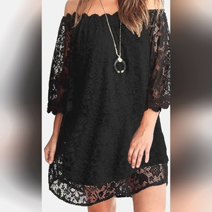 Supnier Womens Summer Dresses Off The Shoulder Crochet Lace Casual‎ Loose Flowy